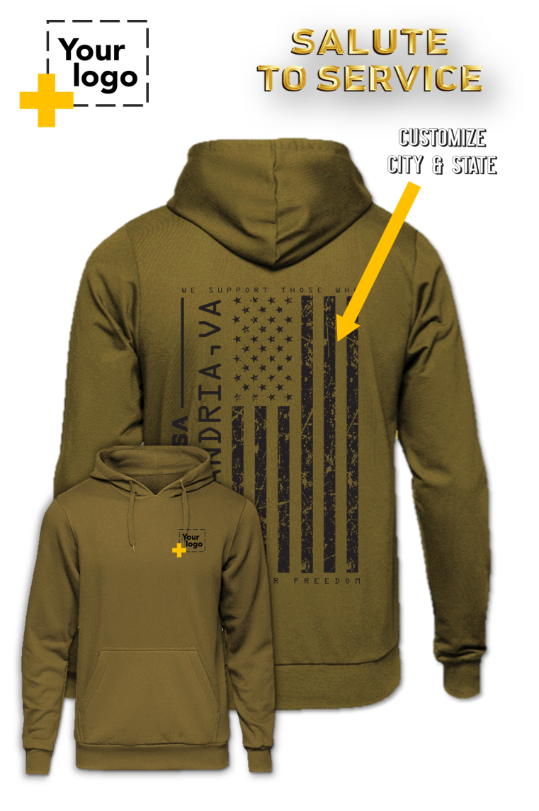 Custom Core Fleece Pullover Hooded Sweatshirt - Salute to Service