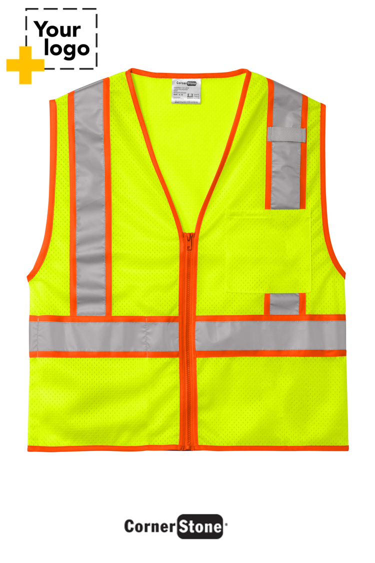 CornerStone® ANSI 107 Class 2 Mesh Zippered Two-Tone Vest