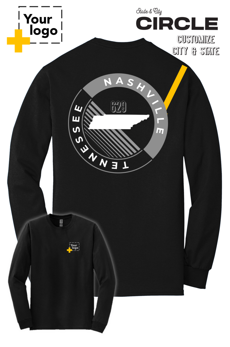 Custom Gildan® DryBlend® 50 Cotton/50 Poly Long Sleeve T-Shirt - CIRCLE