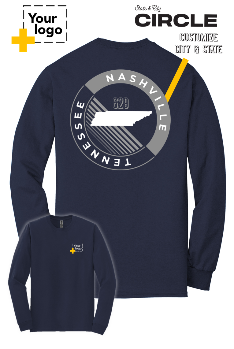 Custom Gildan® DryBlend® 50 Cotton/50 Poly Long Sleeve T-Shirt - CIRCLE