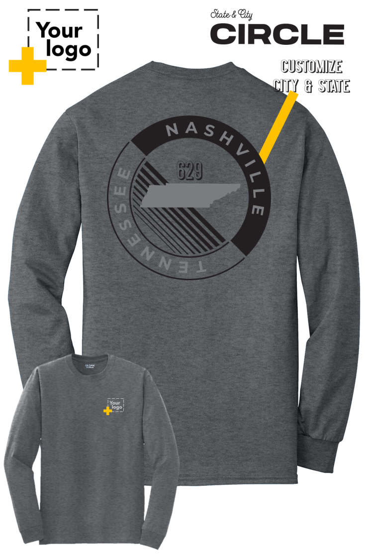 Custom Gildan® DryBlend® 50 Cotton/50 Poly Long Sleeve T-Shirt - CIRCLE