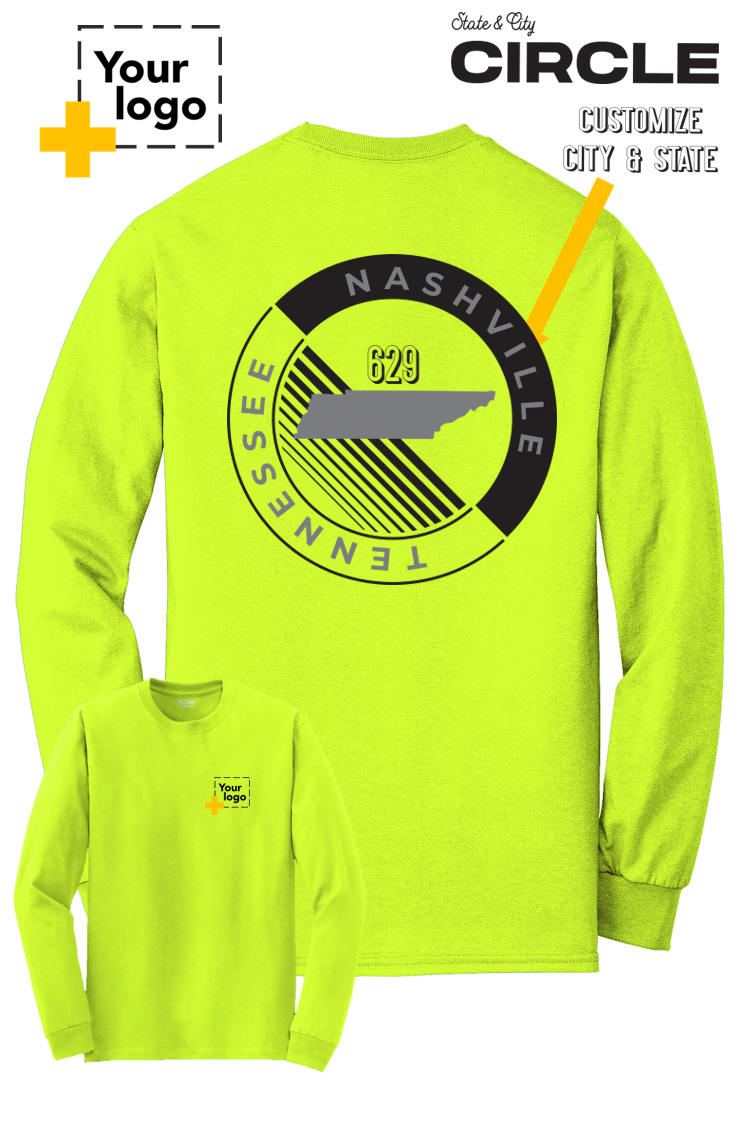 Custom Gildan® DryBlend® 50 Cotton/50 Poly Long Sleeve T-Shirt - CIRCLE