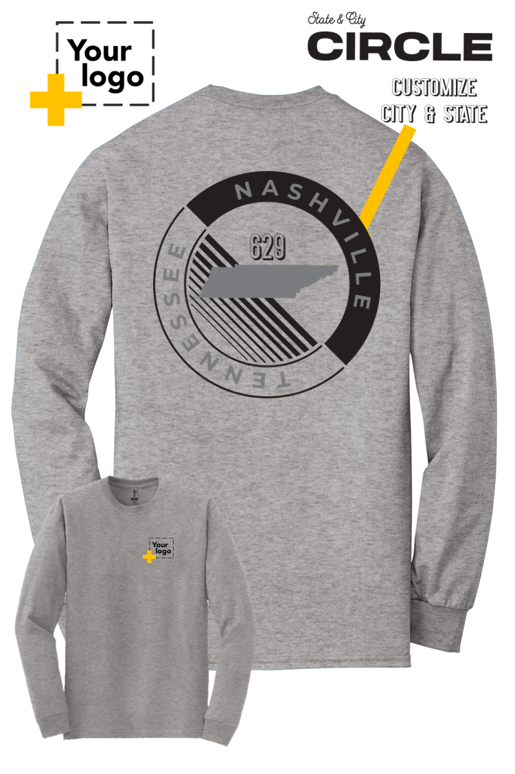 Custom Gildan® DryBlend® 50 Cotton/50 Poly Long Sleeve T-Shirt - CIRCLE