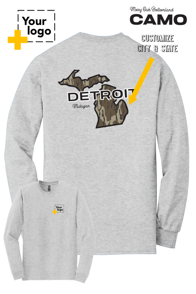 Custom Gildan® DryBlend® 50 Cotton/50 Poly Long Sleeve T-Shirt - Bottomland Camo
