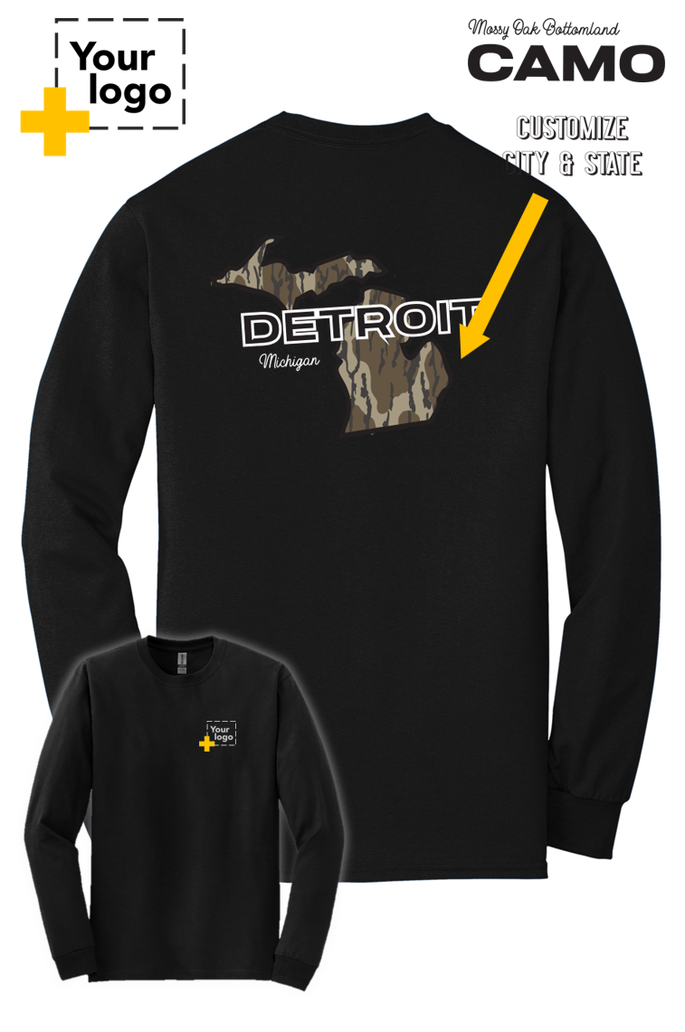 Custom Gildan® DryBlend® 50 Cotton/50 Poly Long Sleeve T-Shirt - Bottomland Camo