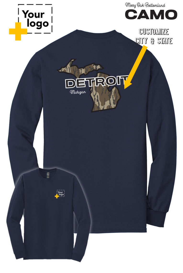 Custom Gildan® DryBlend® 50 Cotton/50 Poly Long Sleeve T-Shirt - Bottomland Camo