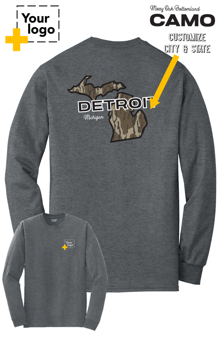 Custom Gildan® DryBlend® 50 Cotton/50 Poly Long Sleeve T-Shirt - Bottomland Camo