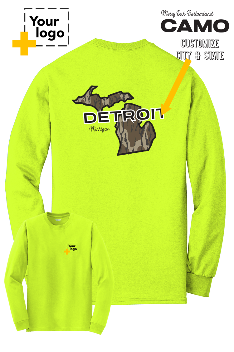 Custom Gildan® DryBlend® 50 Cotton/50 Poly Long Sleeve T-Shirt - Bottomland Camo