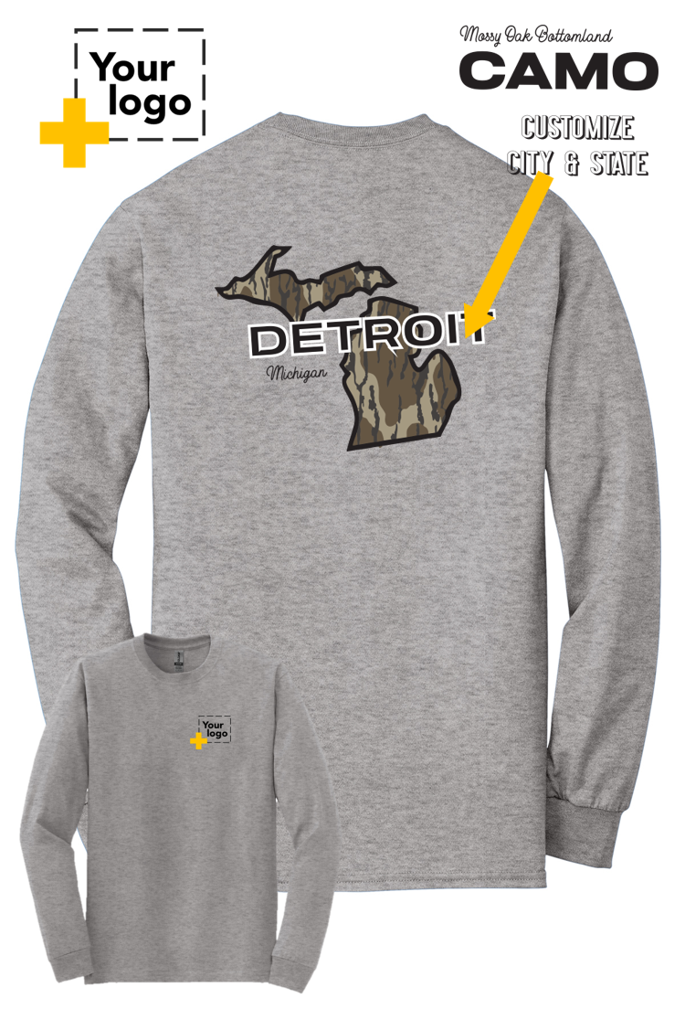 Custom Gildan® DryBlend® 50 Cotton/50 Poly Long Sleeve T-Shirt - Bottomland Camo