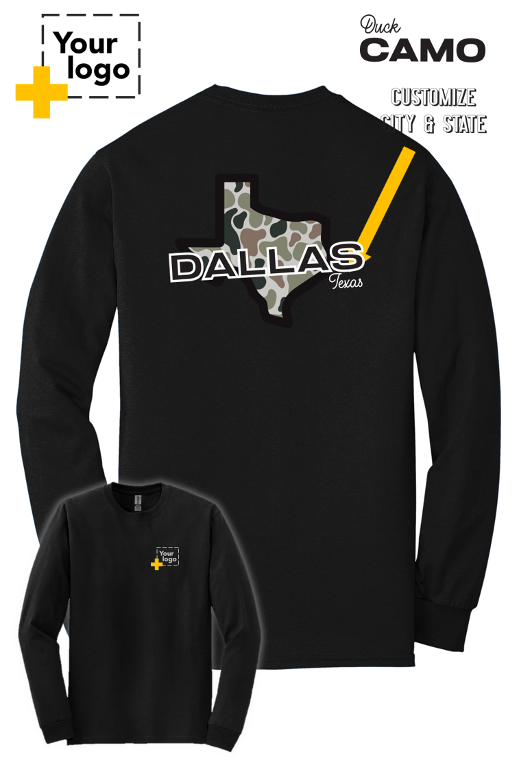 Custom Gildan® DryBlend® 50 Cotton/50 Poly Long Sleeve T-Shirt - Duck Camo