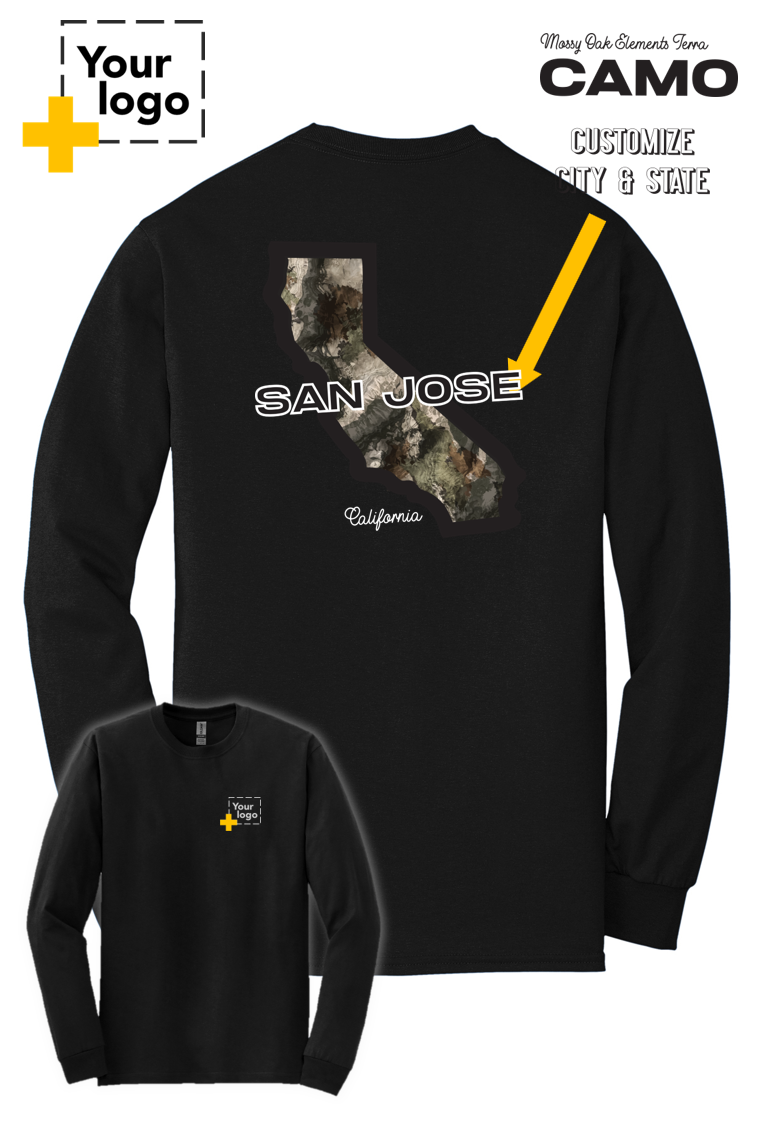 Custom Gildan® DryBlend® 50 Cotton/50 Poly Long Sleeve T-Shirt - Terra Camo