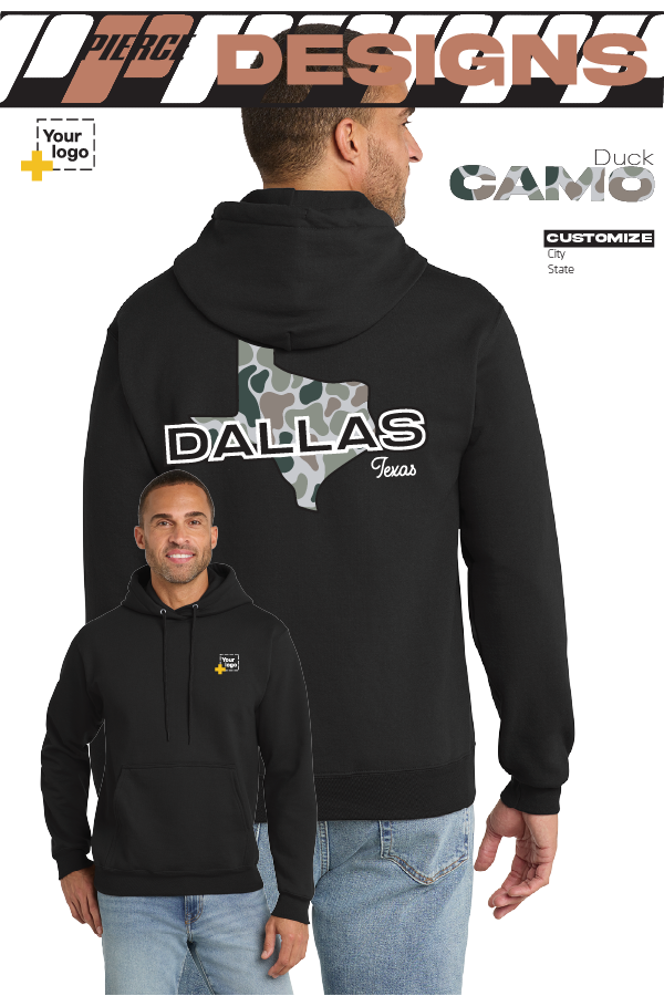 Custom Core Fleece Pullover Hooded Sweatshirt - Duck Camo