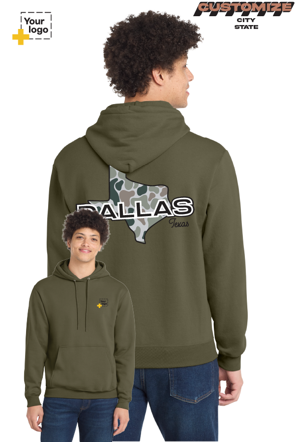 Custom Core Fleece Pullover Hooded Sweatshirt - Duck Camo