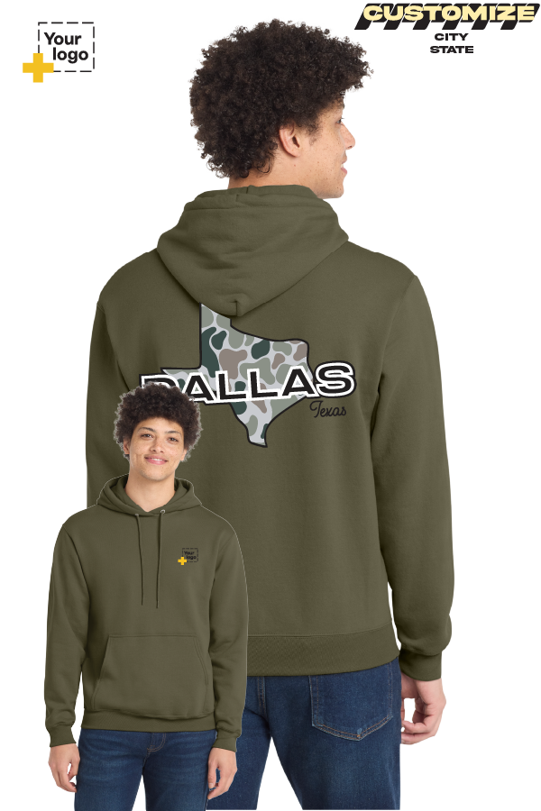 Custom Core Fleece Pullover Hooded Sweatshirt - Duck Camo