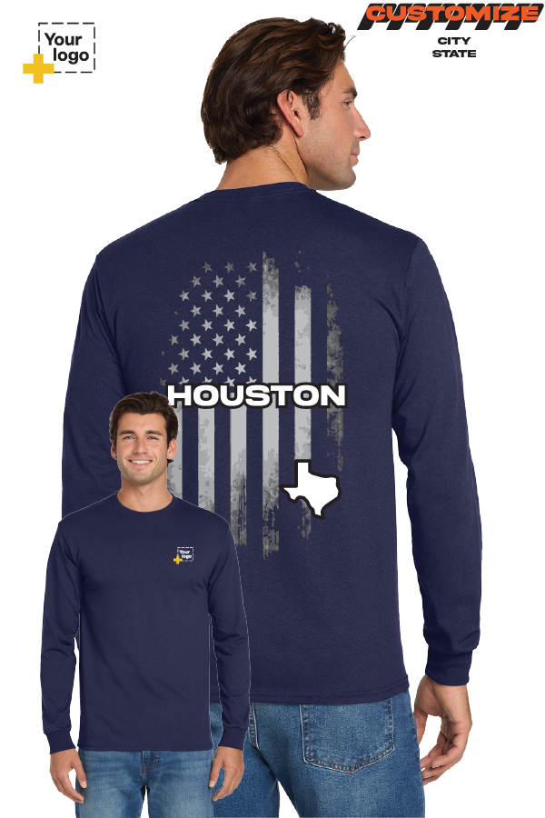 Custom Gildan® DryBlend® 50 Cotton/50 Poly Long Sleeve T-Shirt - FLAG