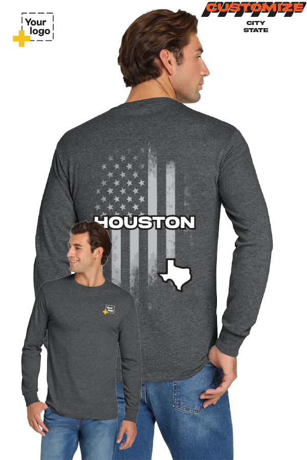 Custom Gildan® DryBlend® 50 Cotton/50 Poly Long Sleeve T-Shirt - FLAG