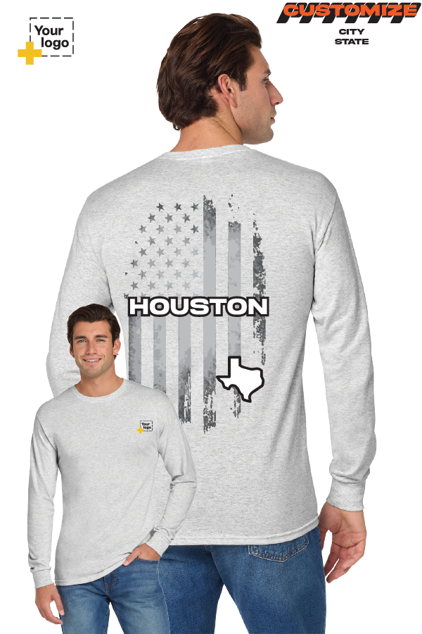 Custom Gildan® DryBlend® 50 Cotton/50 Poly Long Sleeve T-Shirt - FLAG