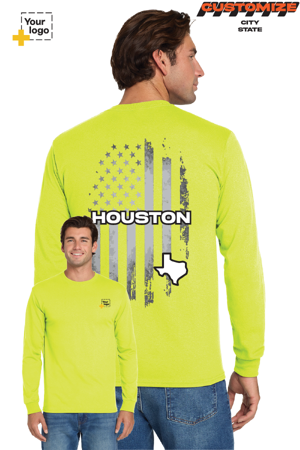 Custom Gildan® DryBlend® 50 Cotton/50 Poly Long Sleeve T-Shirt - FLAG