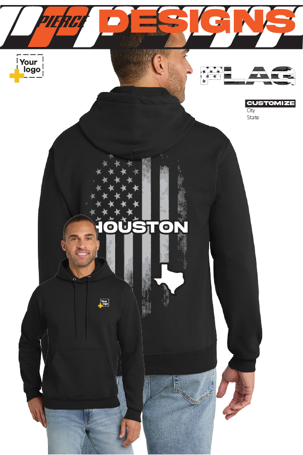 Custom Core Fleece Pullover Hooded Sweatshirt - FLAG