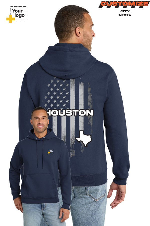 Custom Core Fleece Pullover Hooded Sweatshirt - FLAG
