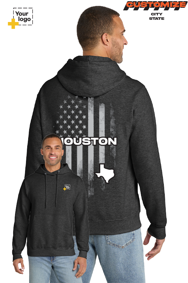 Custom Core Fleece Pullover Hooded Sweatshirt - FLAG