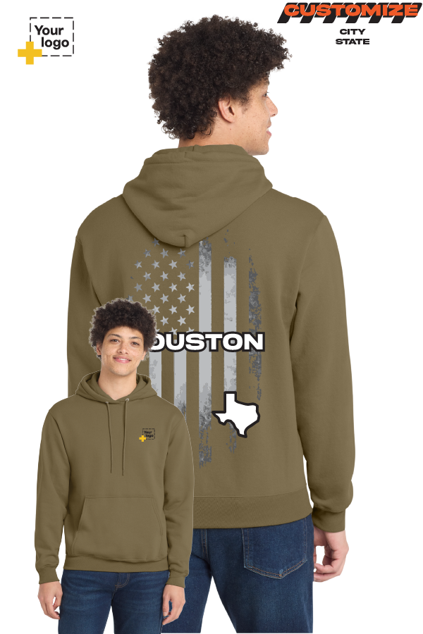 Custom Core Fleece Pullover Hooded Sweatshirt - FLAG