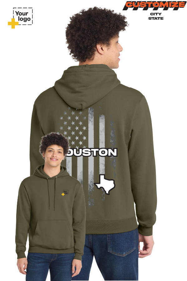 Custom Core Fleece Pullover Hooded Sweatshirt - FLAG