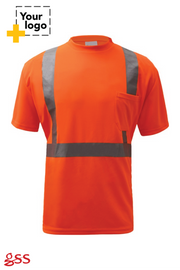 Standard Class 2 Moisture Wicking Short Sleeve Safety T-Shirt with Chest Pocket