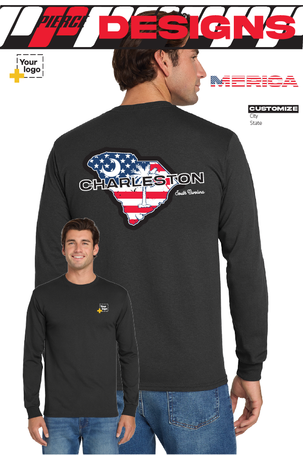 Custom Gildan® DryBlend® 50 Cotton/50 Poly Long Sleeve T-Shirt - Merica State