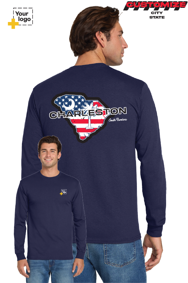 Custom Gildan® DryBlend® 50 Cotton/50 Poly Long Sleeve T-Shirt - Merica State