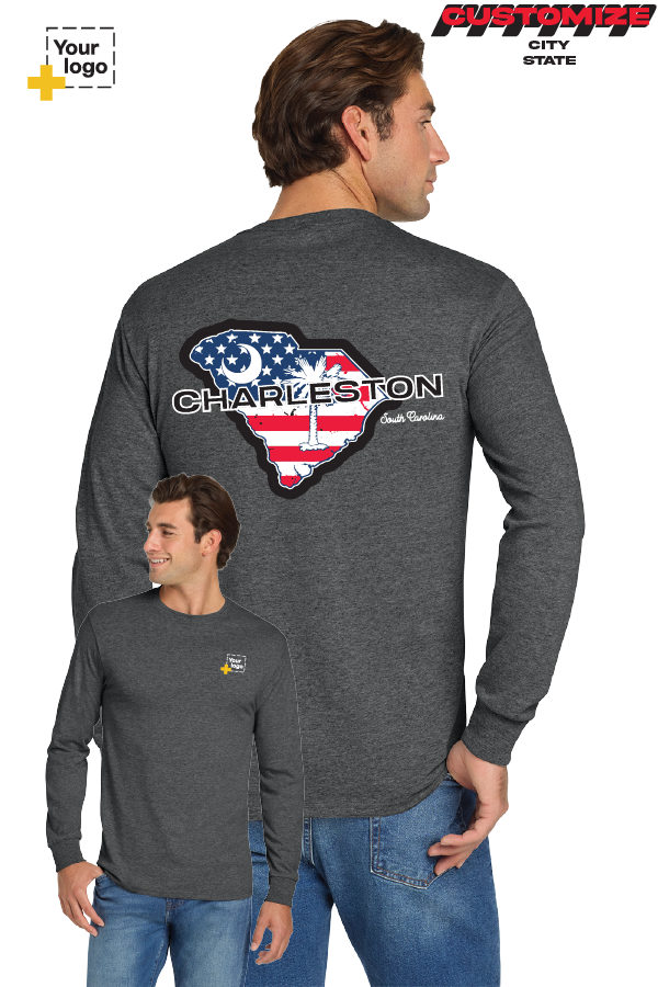 Custom Gildan® DryBlend® 50 Cotton/50 Poly Long Sleeve T-Shirt - Merica State