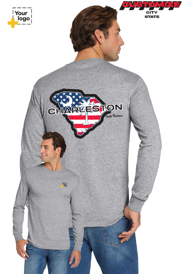 Custom Gildan® DryBlend® 50 Cotton/50 Poly Long Sleeve T-Shirt - Merica State