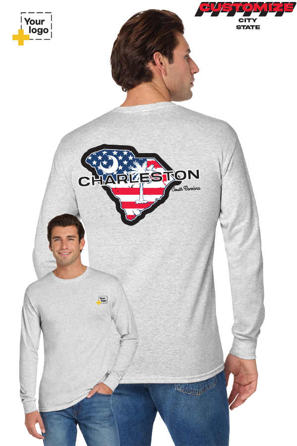 Custom Gildan® DryBlend® 50 Cotton/50 Poly Long Sleeve T-Shirt - Merica State