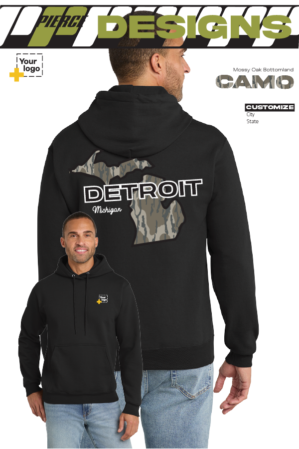 Custom Core Fleece Pullover Hooded Sweatshirt - Bottomland Camo