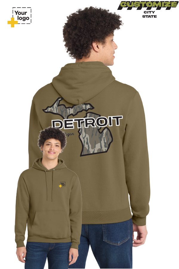 Custom Core Fleece Pullover Hooded Sweatshirt - Bottomland Camo