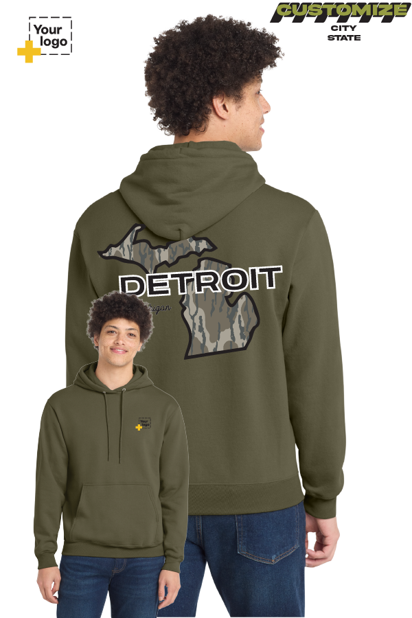 Custom Core Fleece Pullover Hooded Sweatshirt - Bottomland Camo