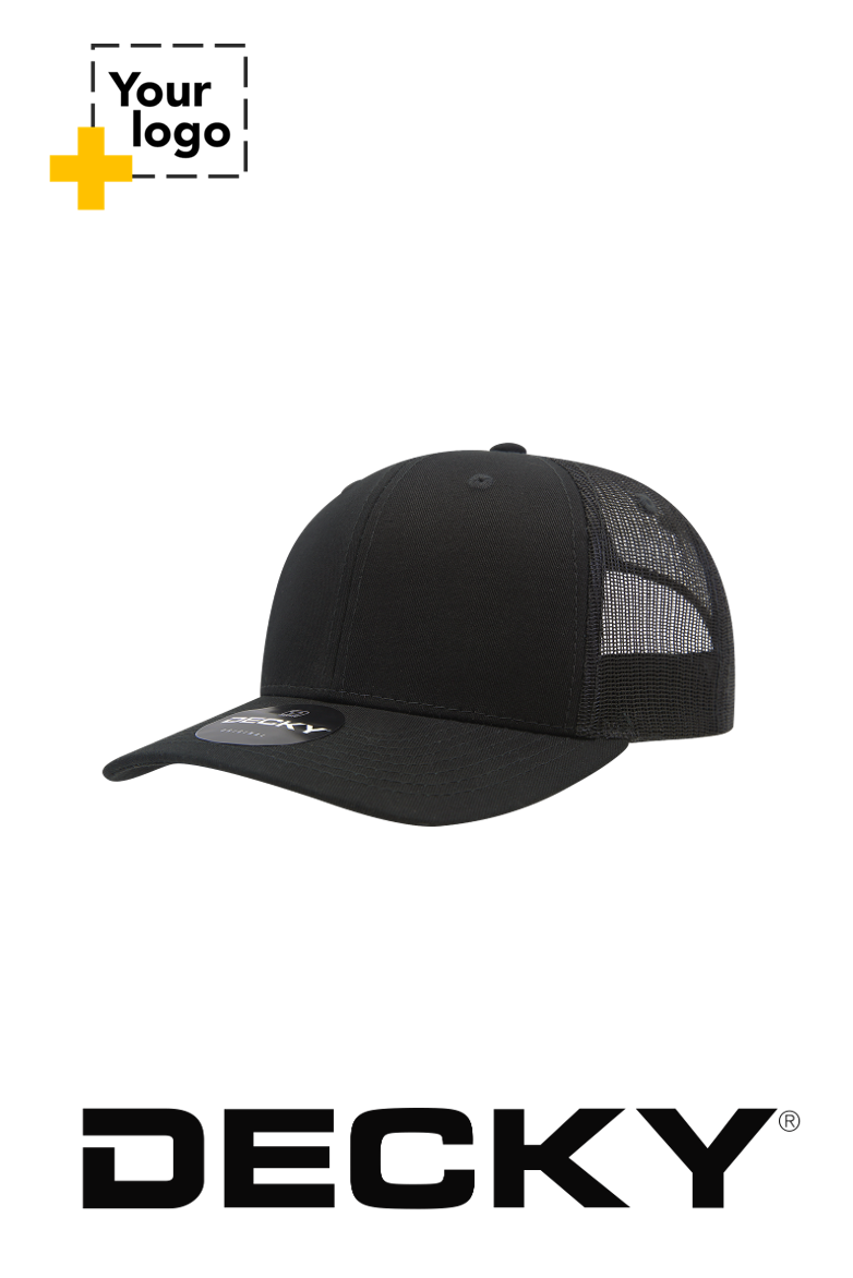Decky 6 Panel Mid Profile Structured Cotton Blend Trucker