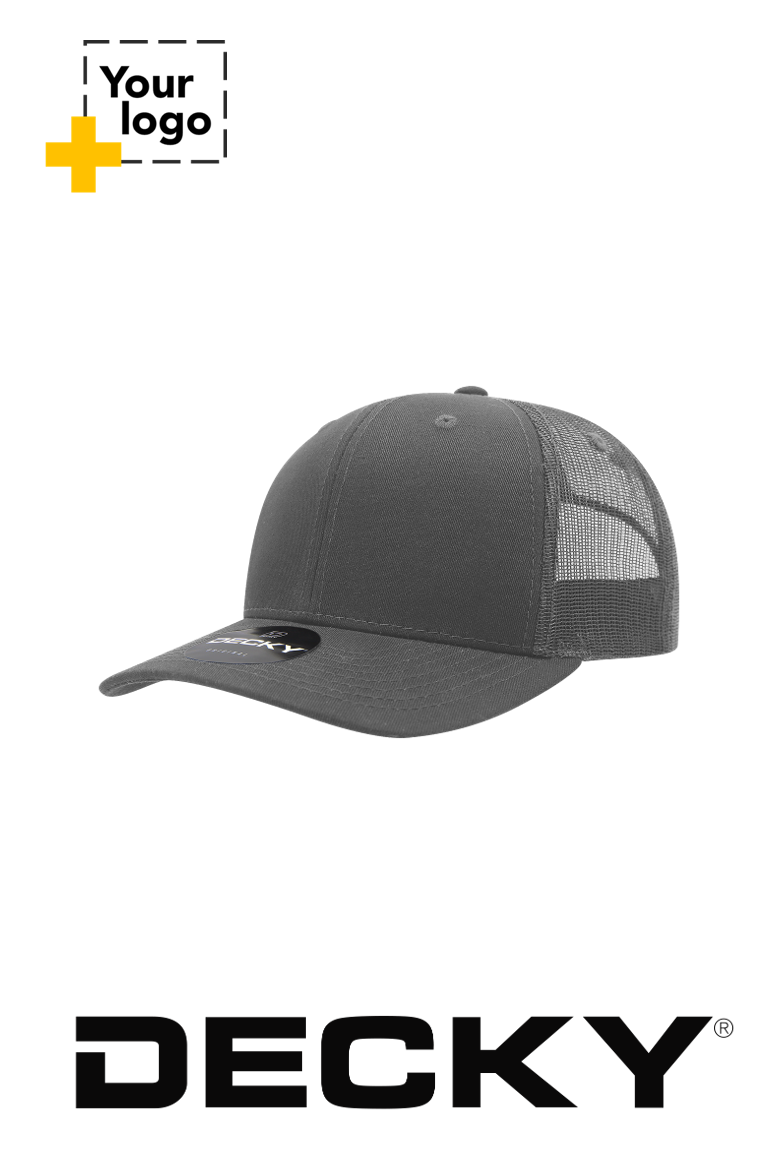 Decky 6 Panel Mid Profile Structured Cotton Blend Trucker