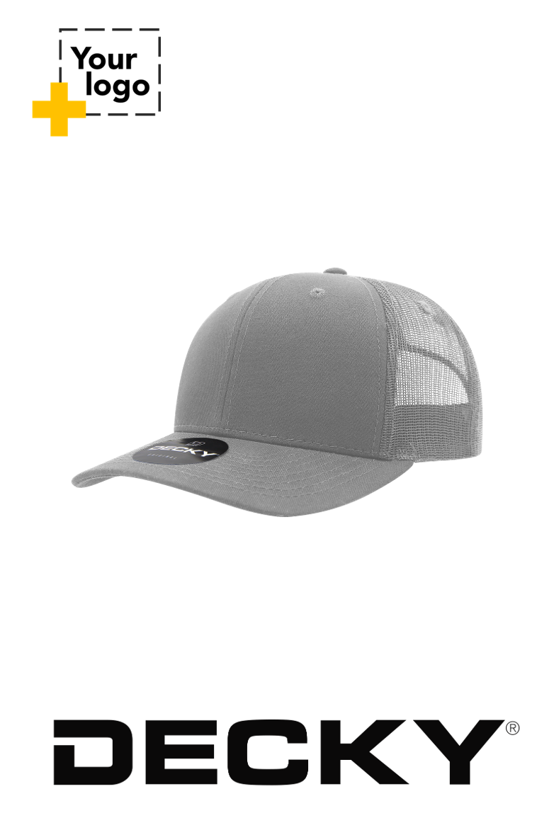 Decky 6 Panel Mid Profile Structured Cotton Blend Trucker