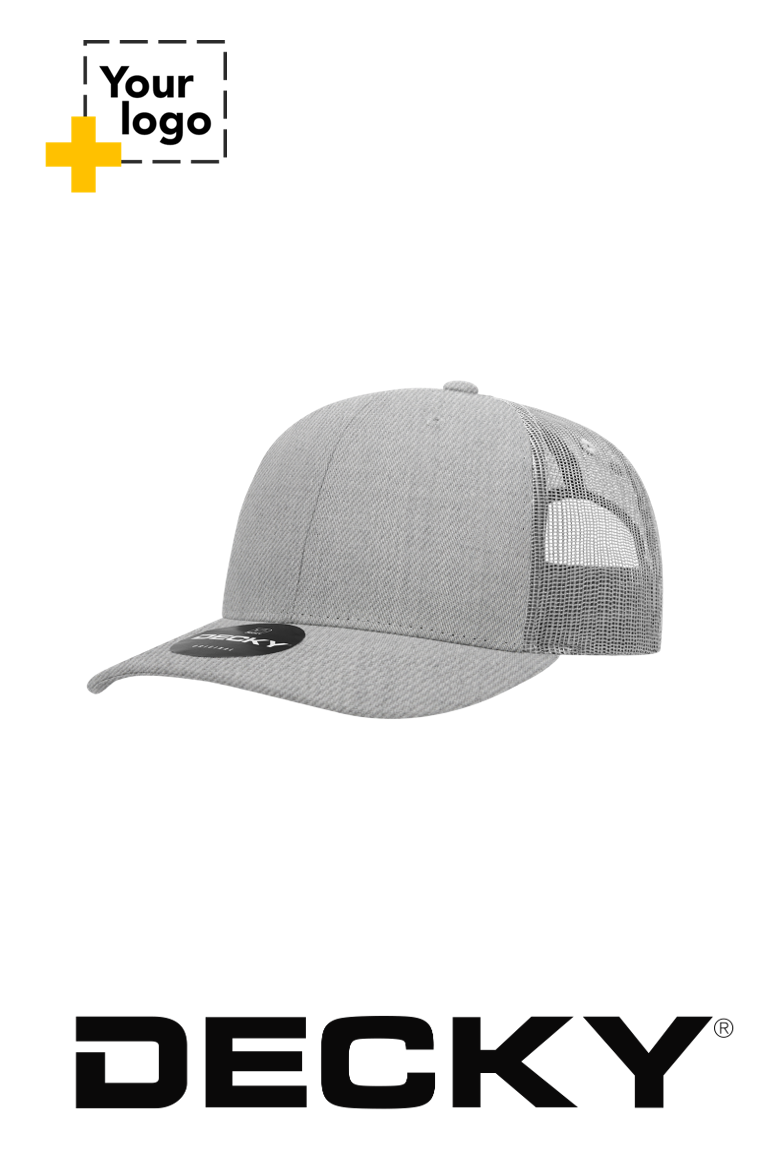 Decky 6 Panel Mid Profile Structured Cotton Blend Trucker
