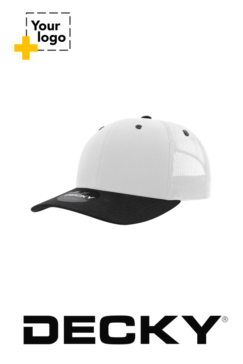 Decky 6 Panel Mid Profile Structured Cotton Blend Trucker