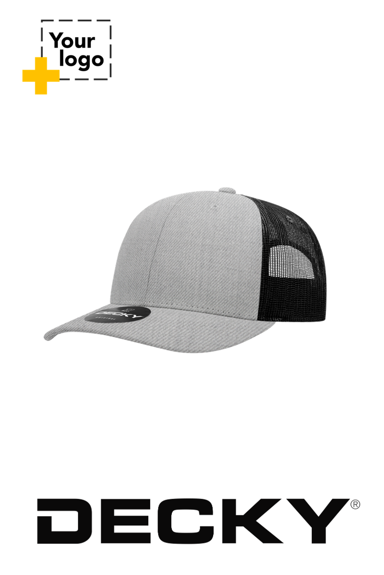 Decky 6 Panel Mid Profile Structured Cotton Blend Trucker