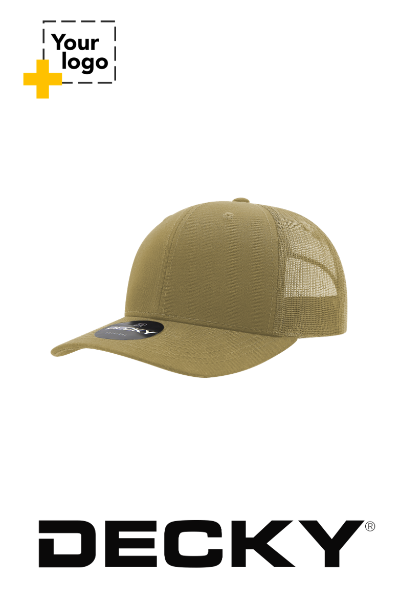 Decky 6 Panel Mid Profile Structured Cotton Blend Trucker