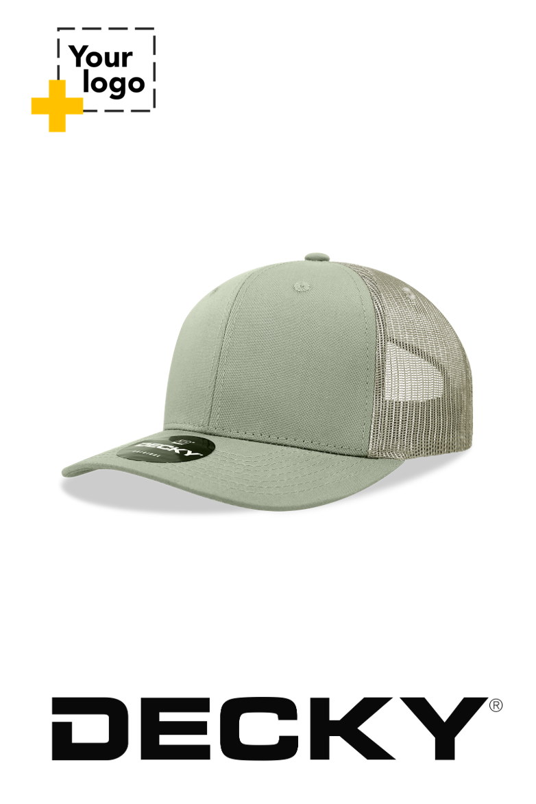 Decky 6 Panel Mid Profile Structured Cotton Blend Trucker