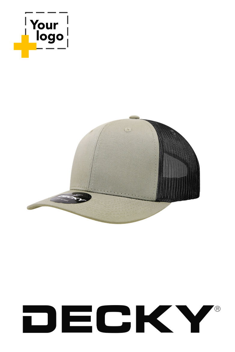 Decky 6 Panel Mid Profile Structured Cotton Blend Trucker