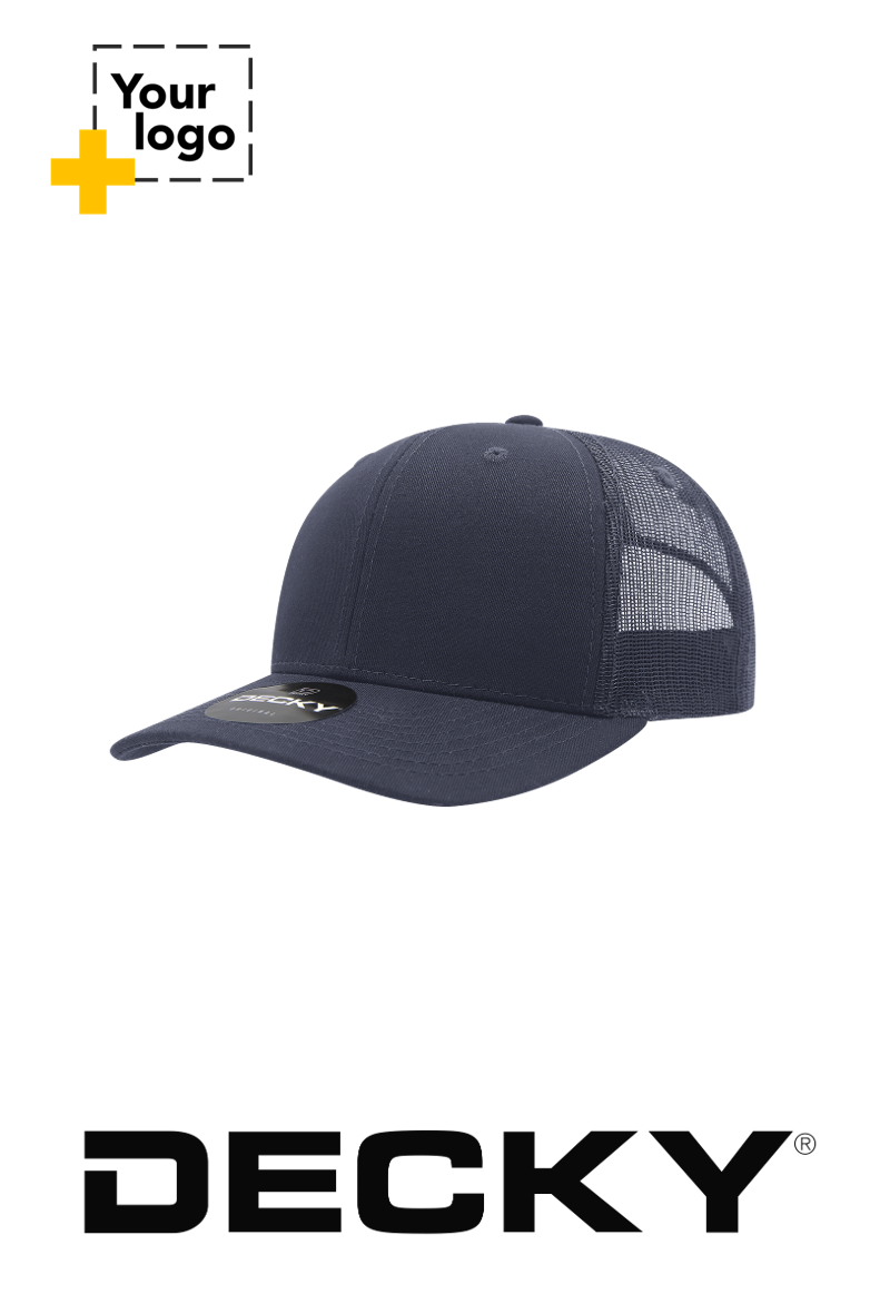 Decky 6 Panel Mid Profile Structured Cotton Blend Trucker