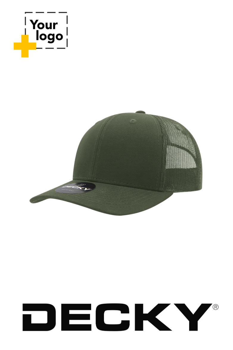 Decky 6 Panel Mid Profile Structured Cotton Blend Trucker