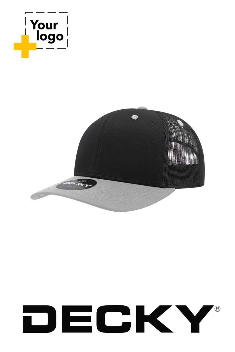 Decky 6 Panel Mid Profile Structured Cotton Blend Trucker