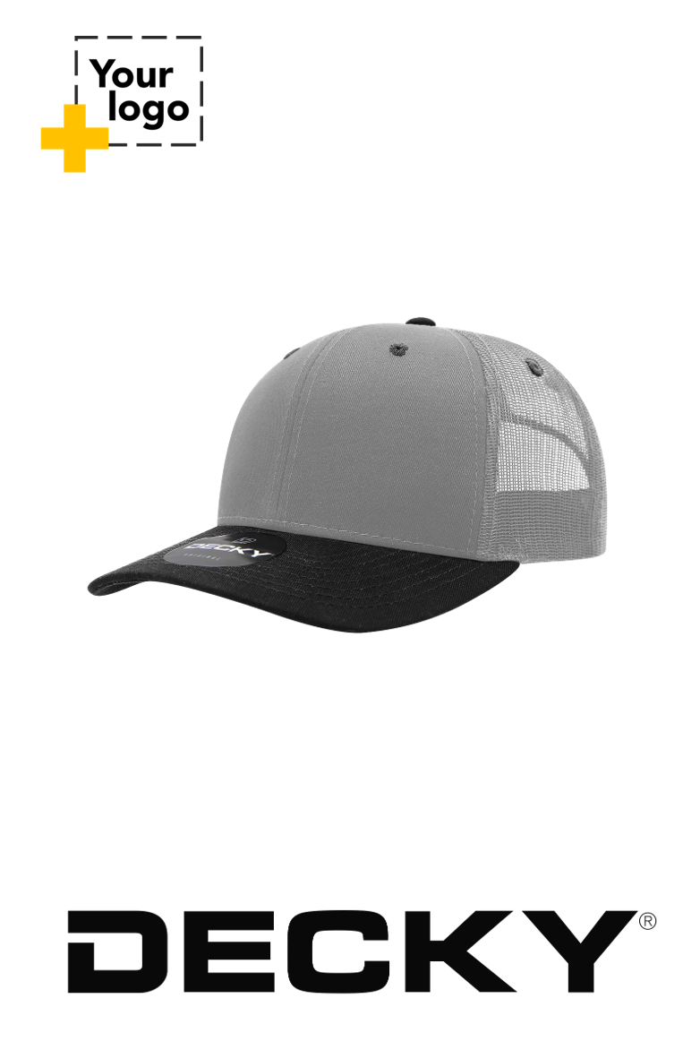 Decky 6 Panel Mid Profile Structured Cotton Blend Trucker