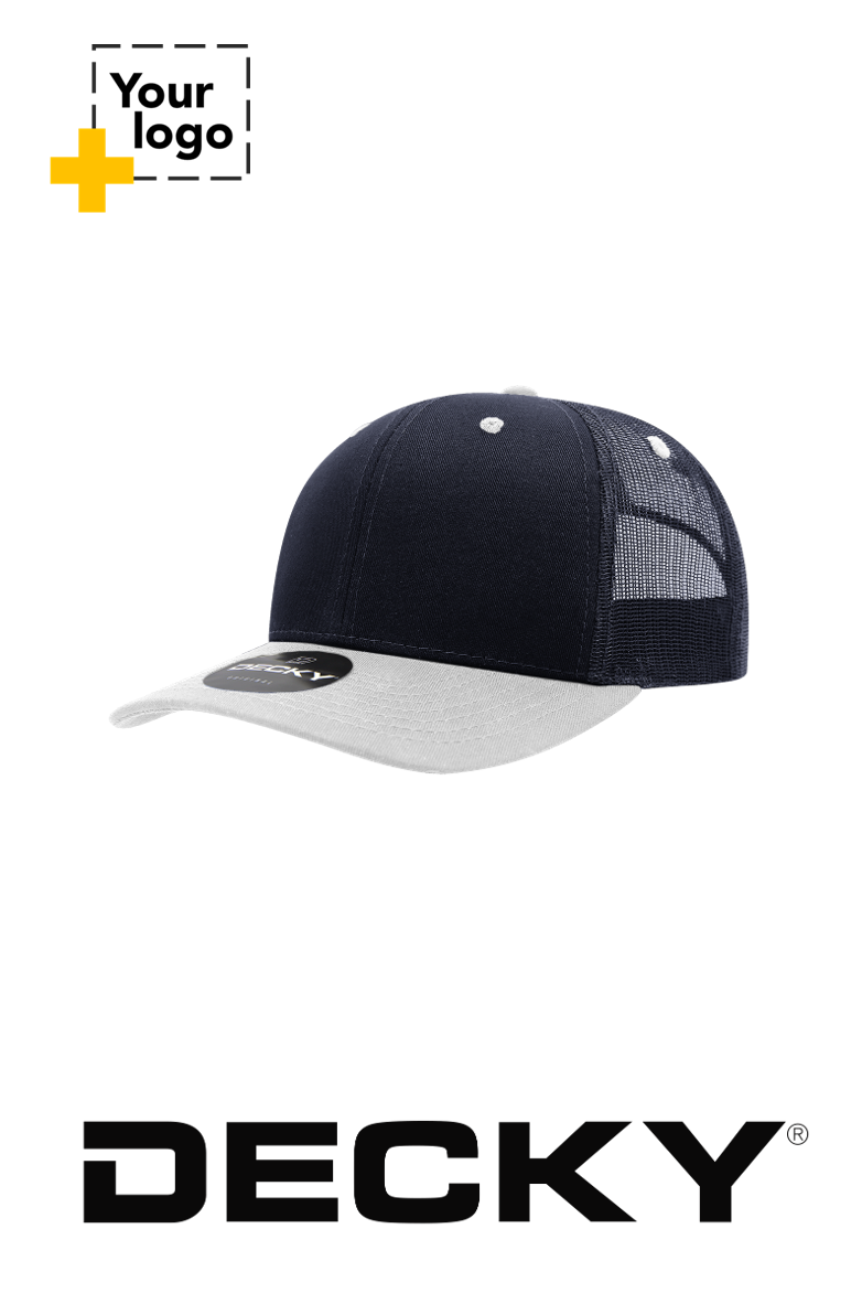 Decky 6 Panel Mid Profile Structured Cotton Blend Trucker